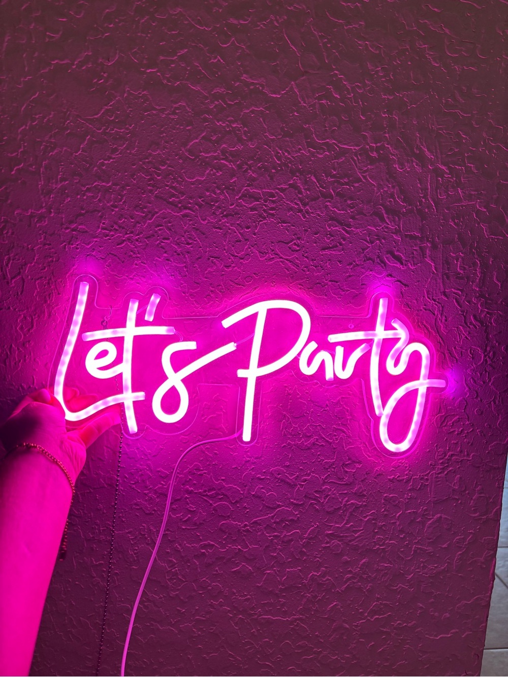 Let's Party Pink Neon Sign - Home Party Supplies